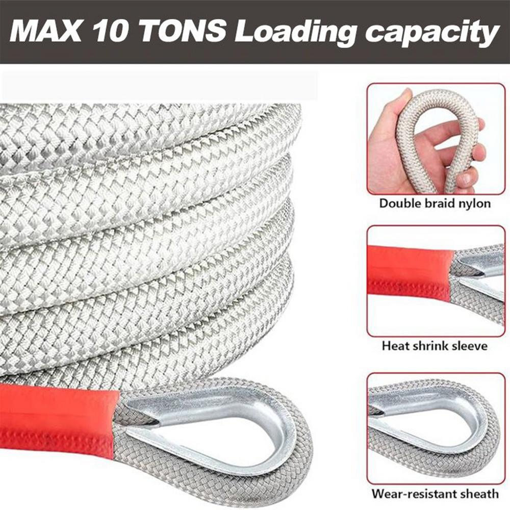 3/4/5M Car Tow Rope Set 10T/5T Tow Strap Off Road Towing Rope Heavy Duty Emergencies Equipment Tow Rope With Hooks For Truck ATV
