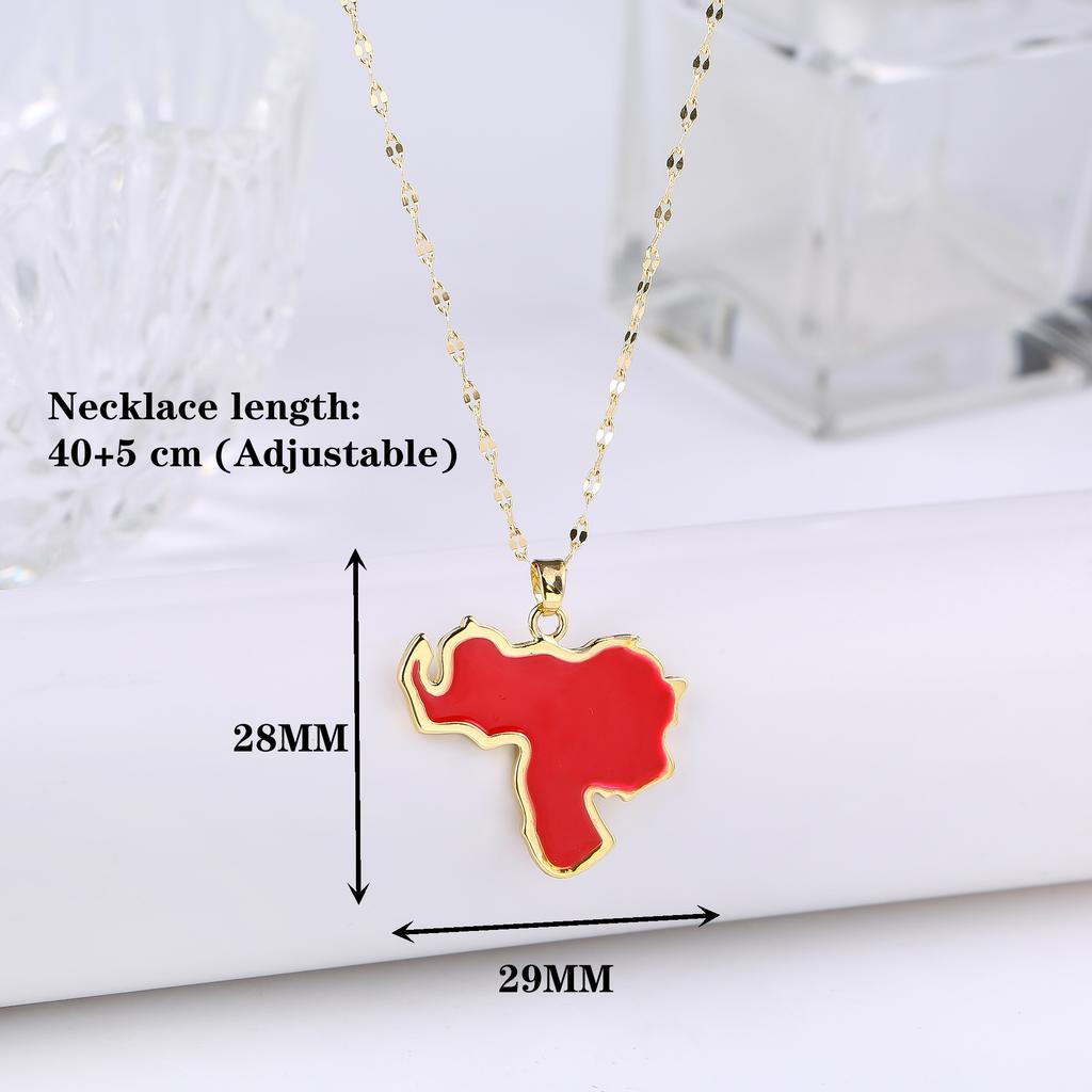 New Classic Venezuela Dominica Mexico Map Flag Pendant Necklace For Men Women Party Festival Ethnic Gold Color Jewelry Gift