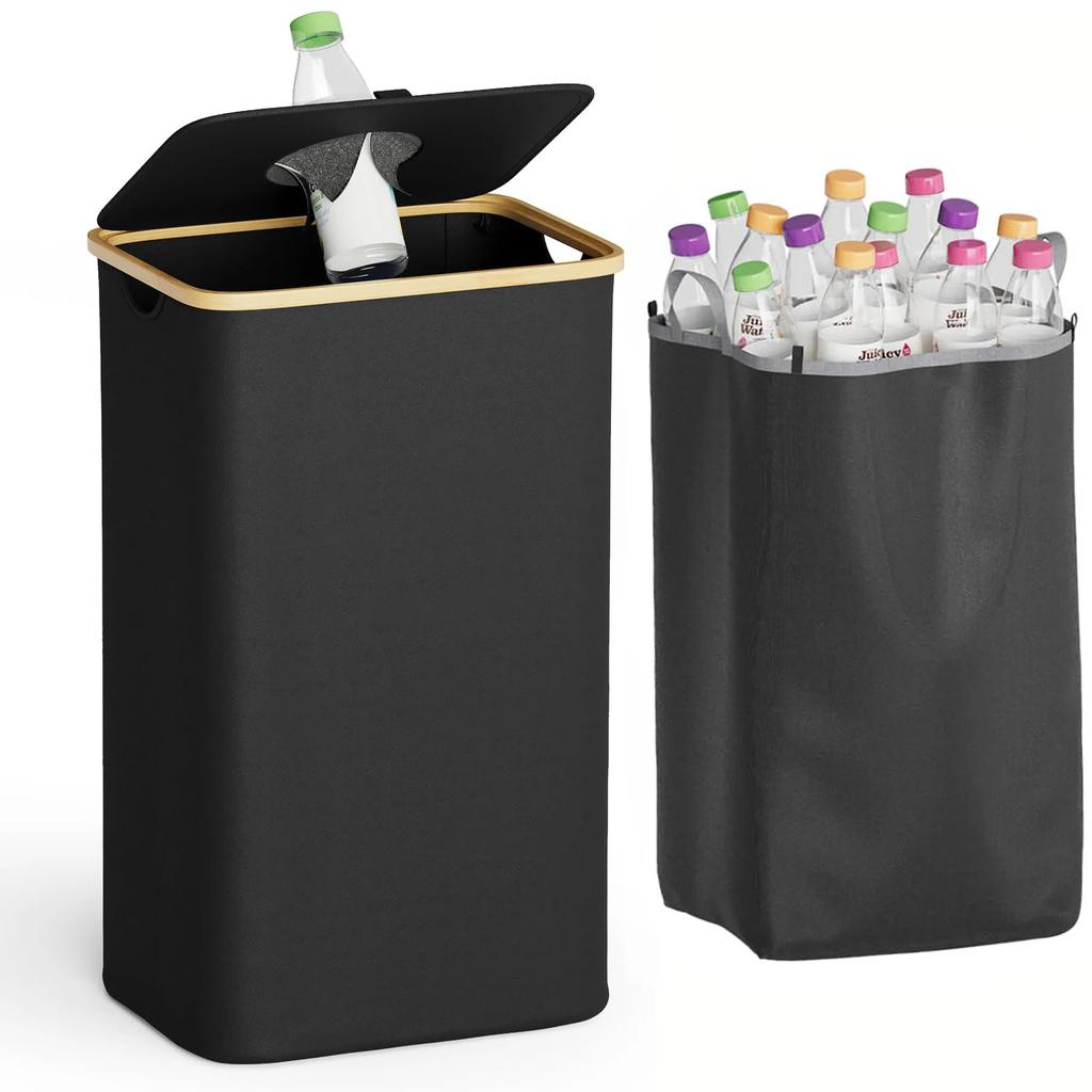 26 Gallonen 100L Küchen-Aufbewahrungseimer mit Deckel, Herausnehmbarer wiederverwendbarer Innensack - Ideal für Flaschen, Dosen, Glas- und Kunststoffabfälle