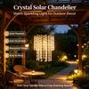 Outdoor Solar Crystal Hanging Chandelier, Waterproof Auto Dusk To Dawn Warm LED Light, Decorative Pendant Lamp for Pergola, Backyard, Wedding & Garden