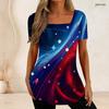 Women Plus Size Short Sleeve U Neck T Shirt Pink Glitter Heart Dot Gradient Print White Base Top