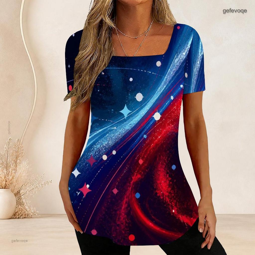 Women Plus Size Short Sleeve U Neck T Shirt Pink Glitter Heart Dot Gradient Print White Base Top