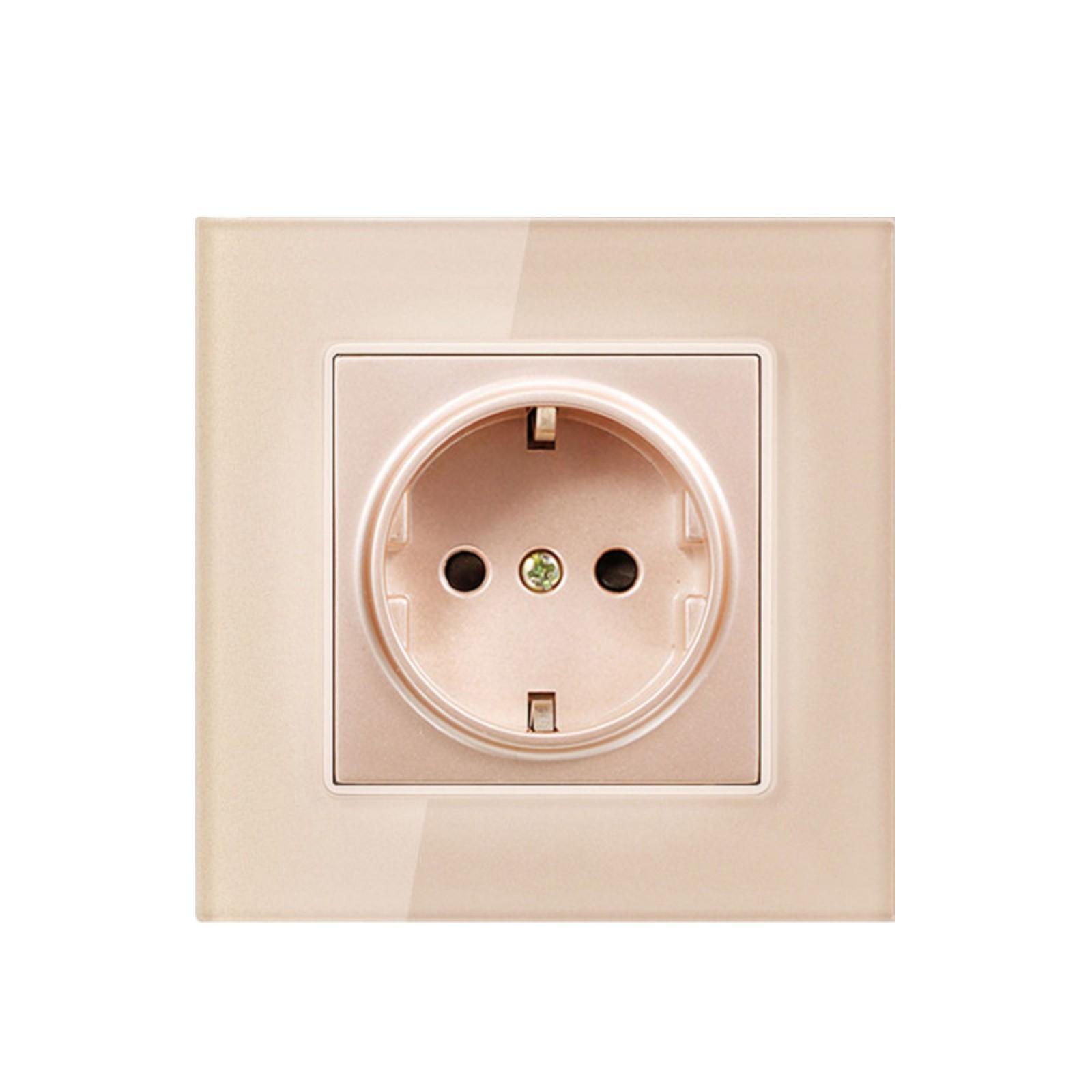 

Європейський стандарт настінної розетки. Панельна розетка з круглим отвором One Size золотий