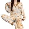 Pajamas Women'S Autumn Cloud Cotton Long-Sleeved Suit Style Japanese Kitten Girl Style Loungewear Can Be Worn Outside