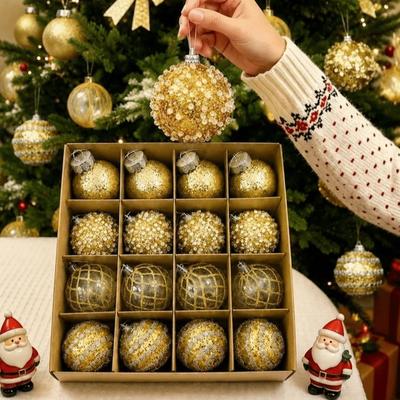 16pcs Xmas Baubles Xmas Tree Hanging Pendant 6cm Xmas Ornament Ball Gift Ball
