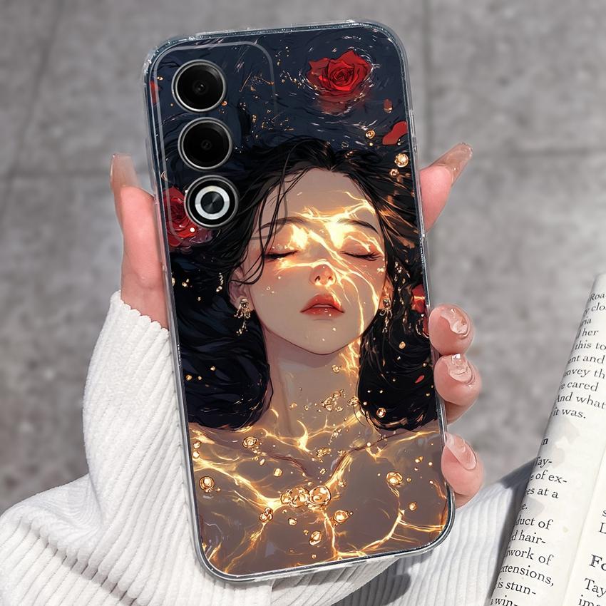 Für Oppo A3 A5 A1 Pro A3x AX5 AX5s A7 A8 Ace2 Luxuriöse Stoßfeste Handyhülle Niedliche Blumenmuster Transparenter TPU Schutz Rückseite Für Oppo Hülle