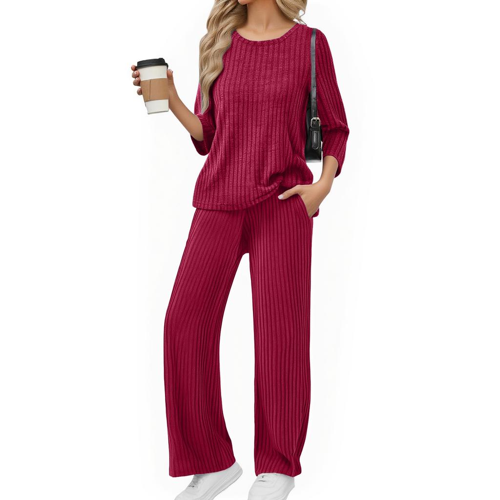 Women's Casual Fashion Comfortable Tops And Pants Home Pajamas Set