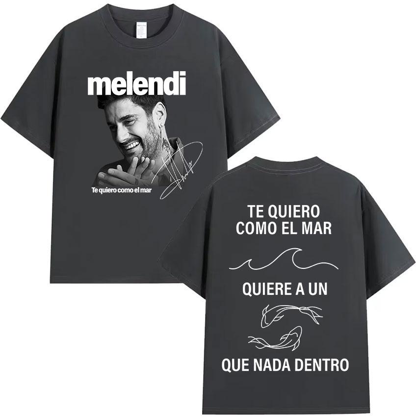 Rapper Melendi Tour Album Graphic T Shirt Men's Retro High Quality Cotton T-shirts Hip Hop Clothing Oversized T-shirt Streetwear