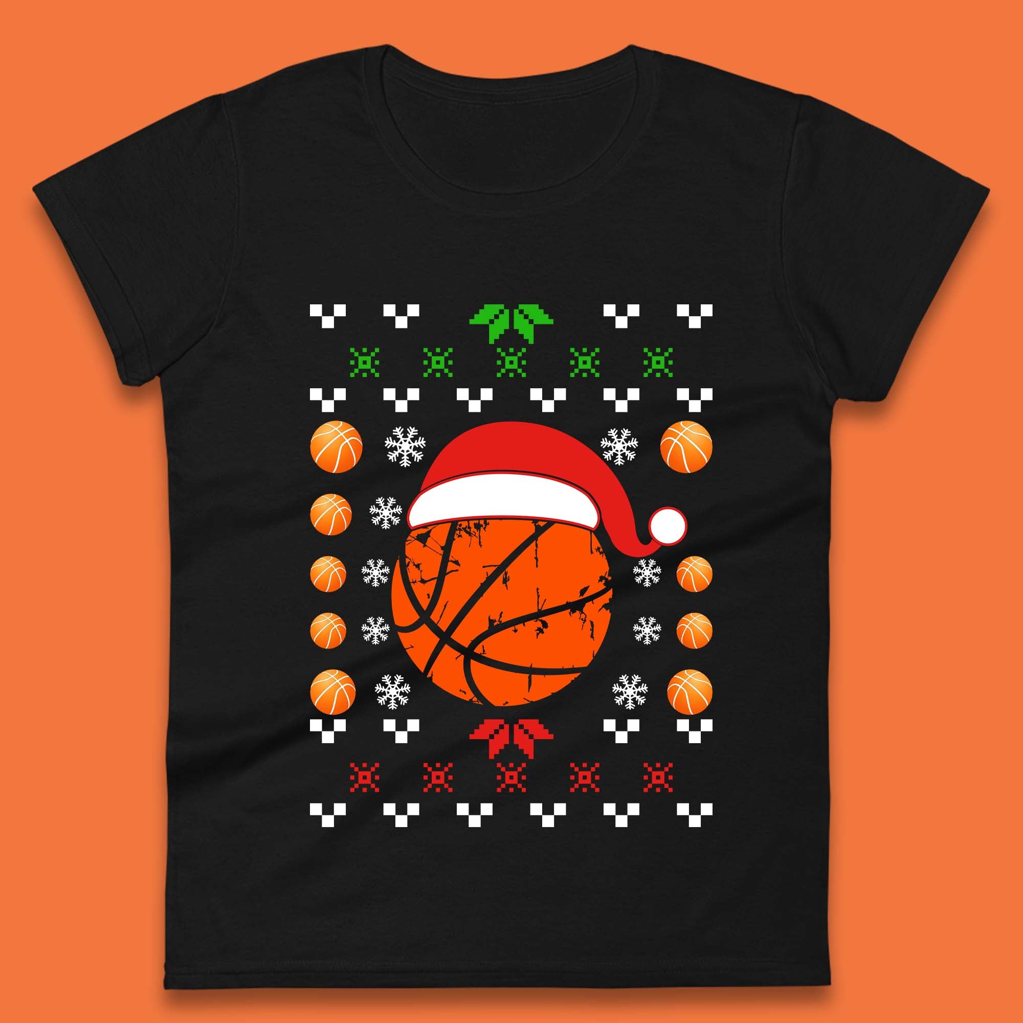 Basketball Christmas Womens T-Shirt Mens Tops Tees Unisex 2XL