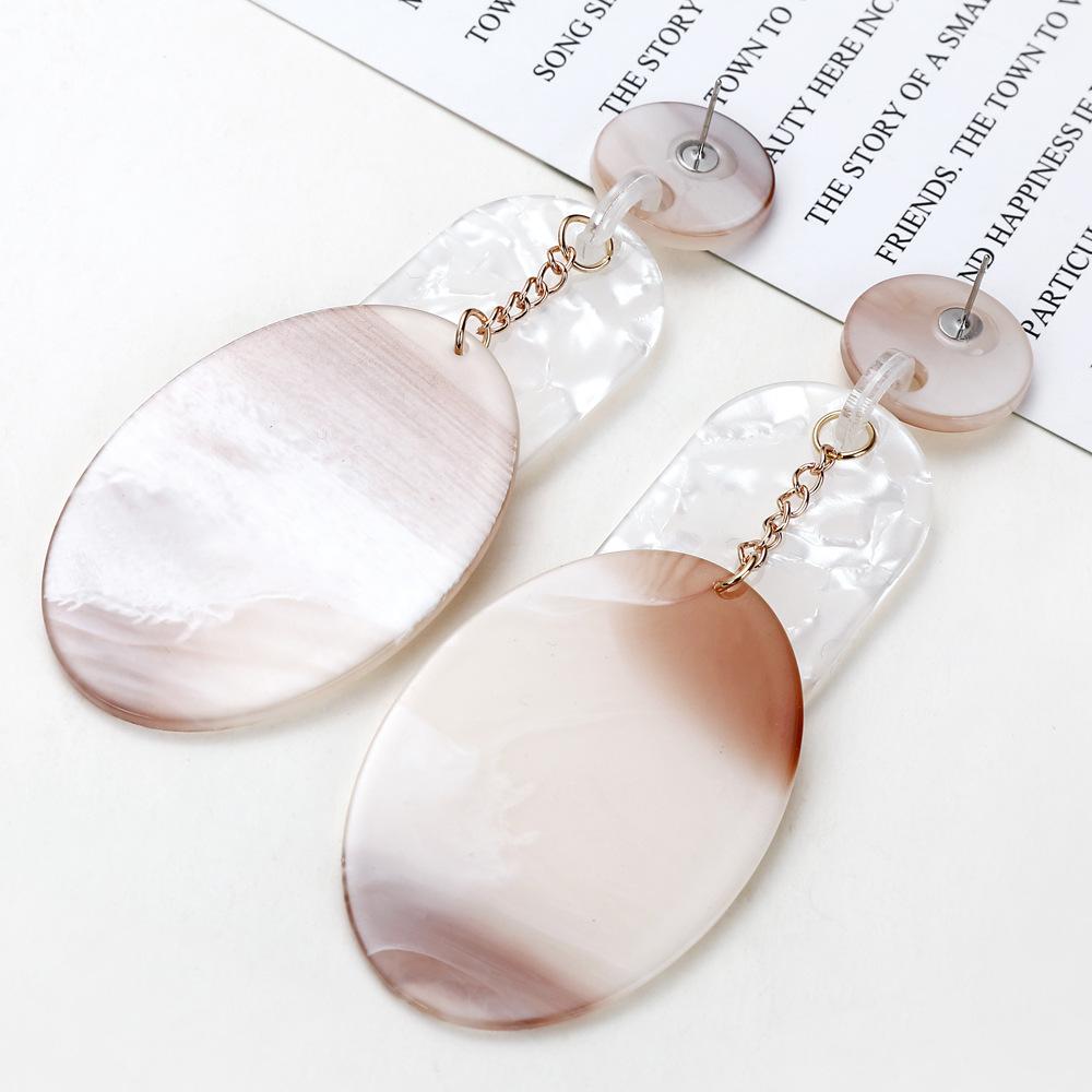 European and American Exaggerated Oval Earrings for Women, Korean Version, Multi-layer Geometric Leopard Print Acrylic Sheet Earrings