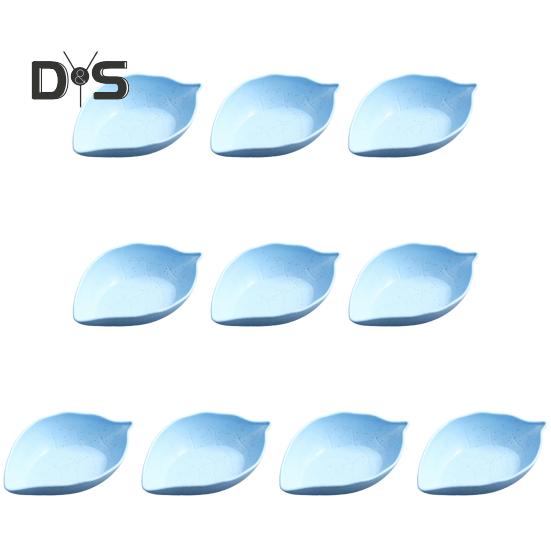 

10 шт. многоразовая тарелка для приправ, экономящая пространство, модная тарелка для приправы в форме сердца в японском стиле Leaf синий