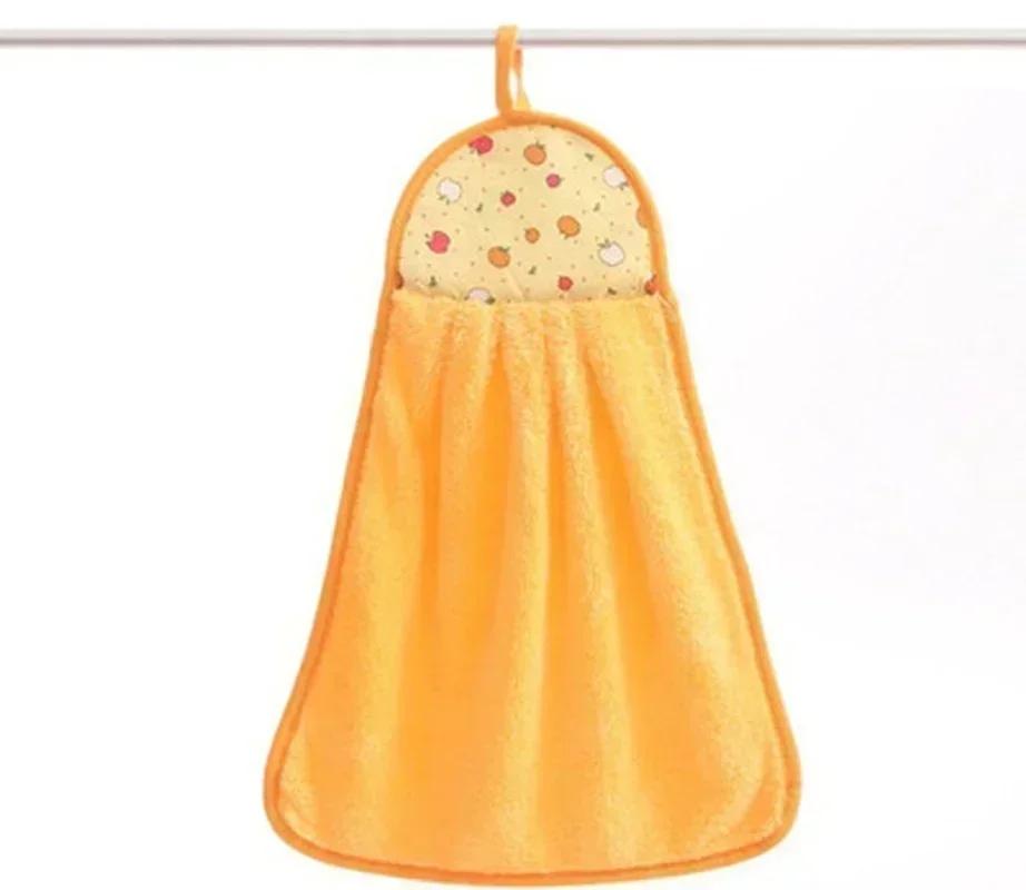 1 Pack Coral Fleece Bathroom Amenities Soft Hand Towels Absorbent Cloth Dish Cloth Hanging Cloth Kitchen Convenient Accessories LS