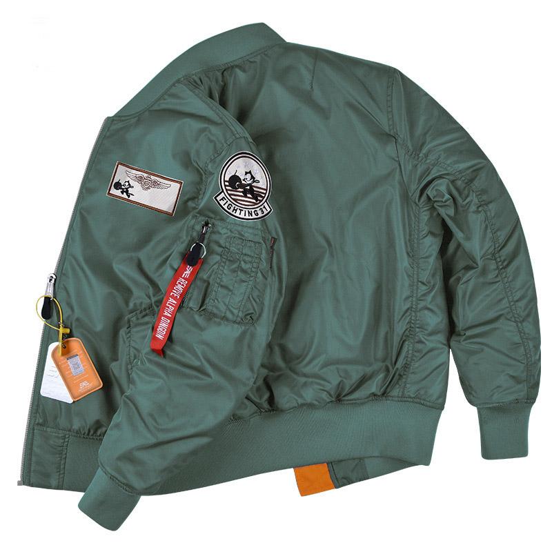 Flight  Jacket Men's Thicken Cotton Coat Bomber Jackets Embroidered Stamp Baseball Outerwear Male