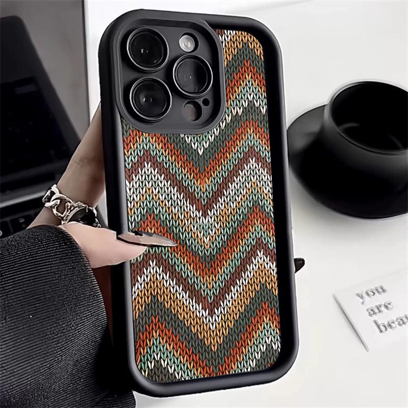 Bohemian Style Sweater Pattern Phone Case For iPhone 16 15 14 13 12 11 Pro Max X XS XR 7 8 Plus Fashion Shockproof Back Cover