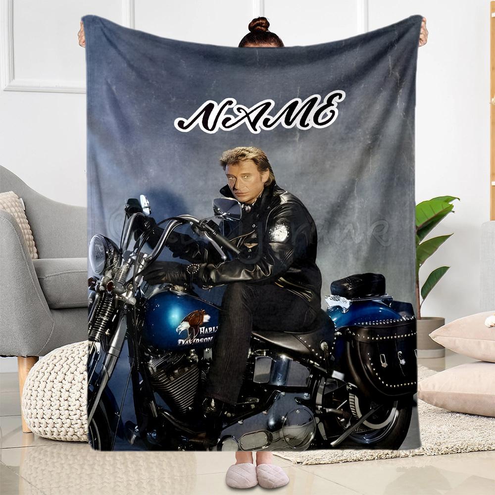Motorcycle Fashion Icon Customize Text Blanket Gift Personalized Blanket Durable Comfort Suitable for Bed Couch Office Chair Nap All-Season Use