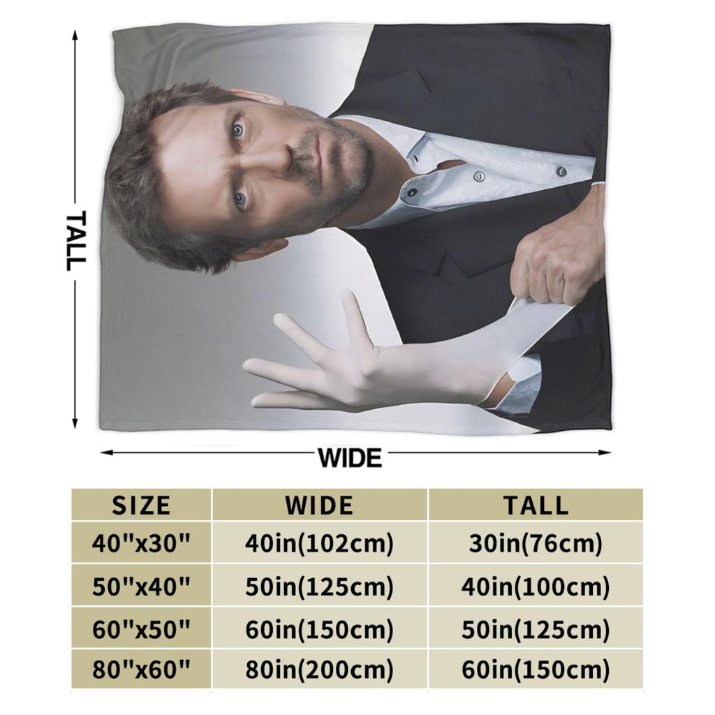House MD Dr Gregory House Throw Blanket for Couch Fuzzy Soft Plush Blanket 50x60 Inch Multiple Sizes Bedspread for All Seasons
