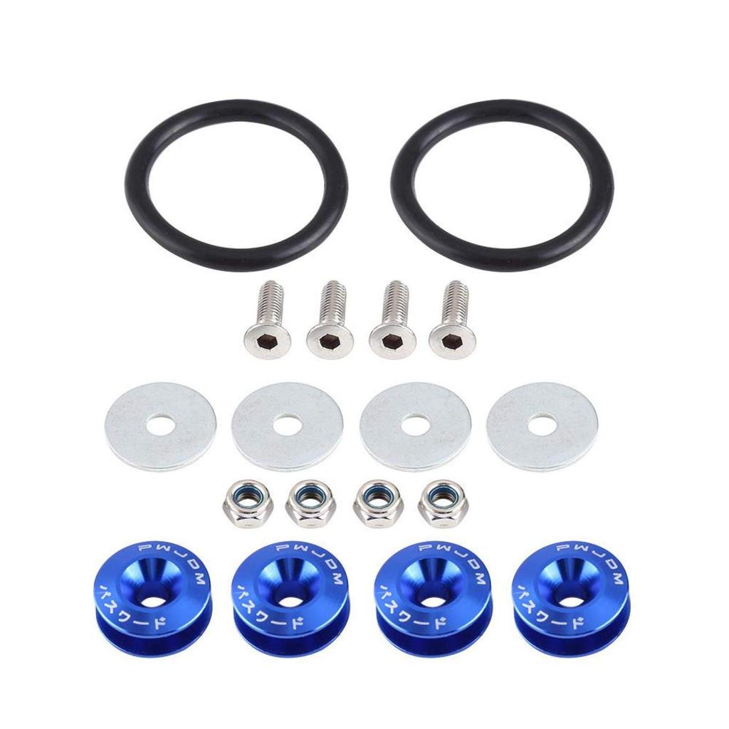 Bumper Washers Aluminum Alloy Car Quick Release Fender 9 Colors 4 Pieces Durable Fastener O-Ring Bolts Nuts Gasket (blue)