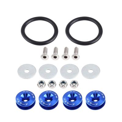 Arruelas de Para-choque Liga de Alumínio Carro Liberação Rápida Para-lama 9 Cores 4 Peças Fixador Durável O-Ring Parafusos Porcas Junta (azul)