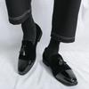 Men Loafers Leather Individuality Formal Business Shoes Coffee Slip On Flats Wedding Dress Prom Shoes Over Sized