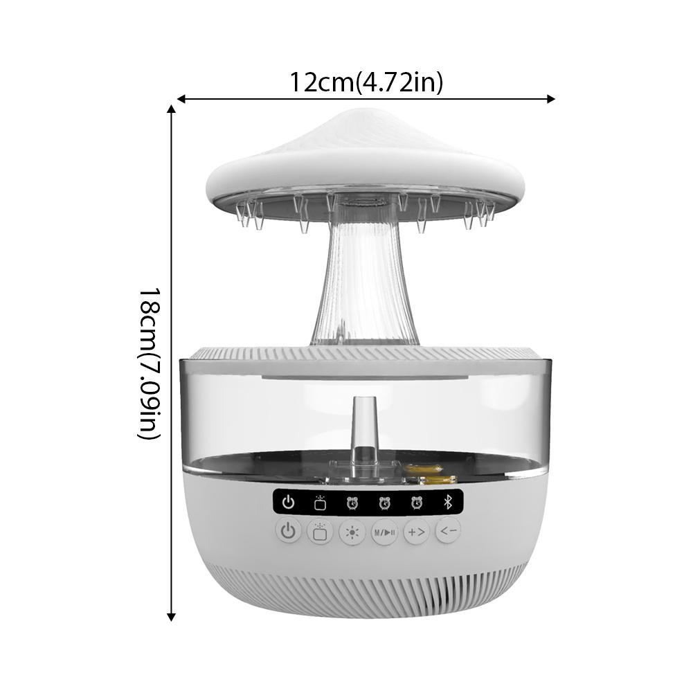 Multi Functional Bluetooth Speaker Humidifier Landscape Mushroom Shaped Cloud Rain Humidifier Assist With Sleep Atmosphere Light