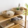 1 Set Breathable Woven Storage Basket with Handle Flax Eco-friendly Woven Storage Box for Bedroom