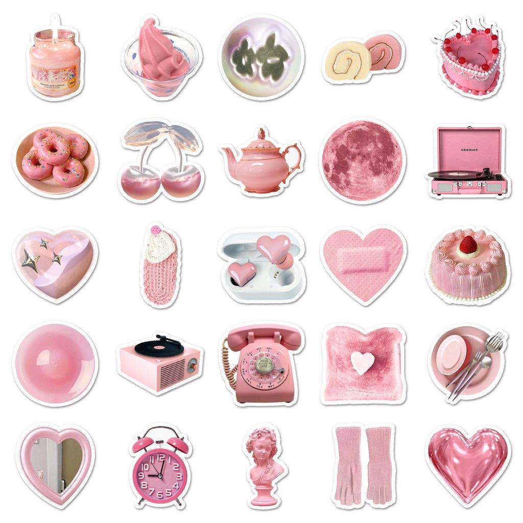 50 Pink INS Style Graffiti Stickers for Personalized DIY Projects: Diary, Milk Tea Cup, and Suitcase Decoration