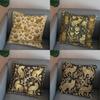 2D Golden Cats And Thistle Pattern Pillow Cover Pattern Cushion Cover Suitable For Sofa Bedroom Car Pillow Cover