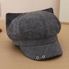 Cute Cat Ear Beret Hat Women - Vintage Octagon Cap With Polka Dots Wide Brim Adjustable Fit Fall Fashion