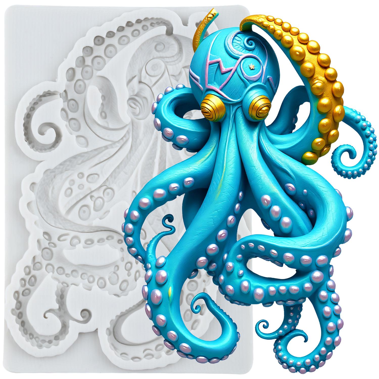 

Octopus Silicone Molds Squid Fondant Mold Cake Decorating Tools Cupcake Topper Candy Chocolate Gumpaste Mold сірий колір