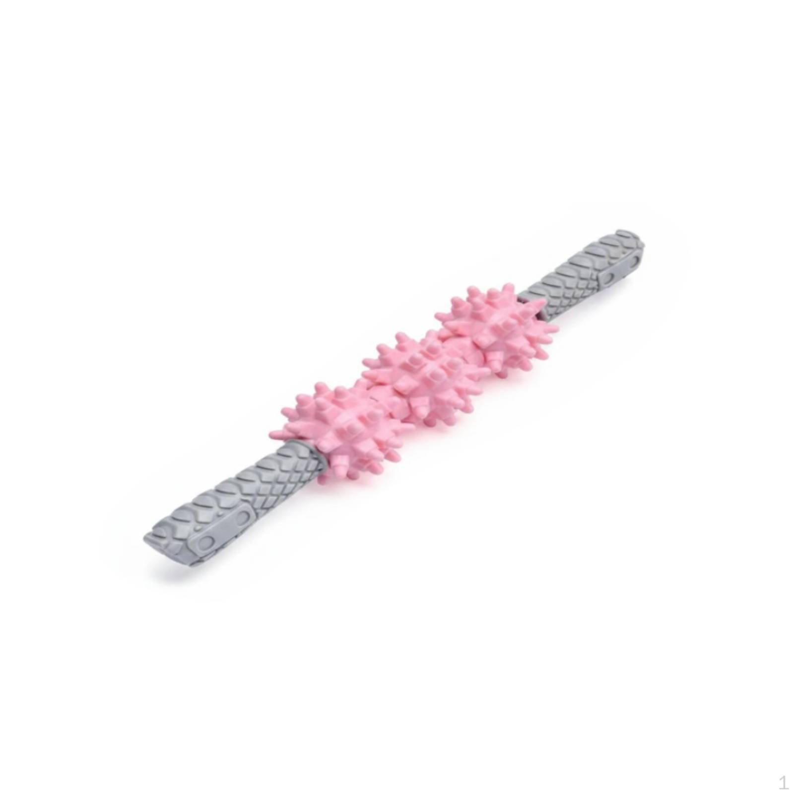 Spiky Muscle Roller Relief Handheld Fascia Ergonomic Handles Stretching Massage for Athletes, розовый