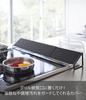Yamazaki Tower Exhaust Vent x D8 x Fits Widths from Oil Splash x IH Stove Grill Product Number 2455 Cover, Black, Approx. W45-82 H7.5cm, Extendable,