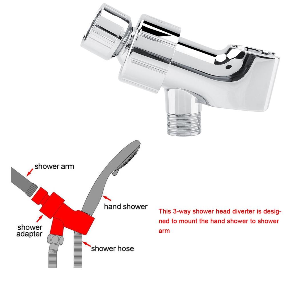 3-Way  Chrome Plating Shower Head Diverter Shower Arm Mounted Bracket Bathroom Accessories Shower Head Holder Diverter