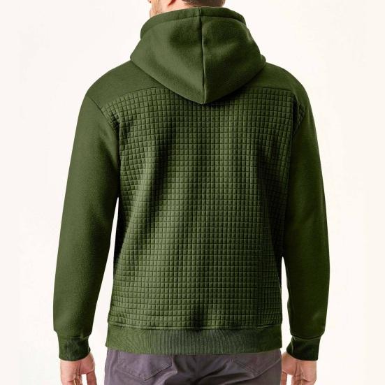 Kapuzenpullover für Herbst und Winter, Waffelstruktur, mit Kapuze, Kordelzug, lange Ärmel, Kontrastfarbe, locker, sportlich, lässig, für den Alltag, mittellanges Oberteil
