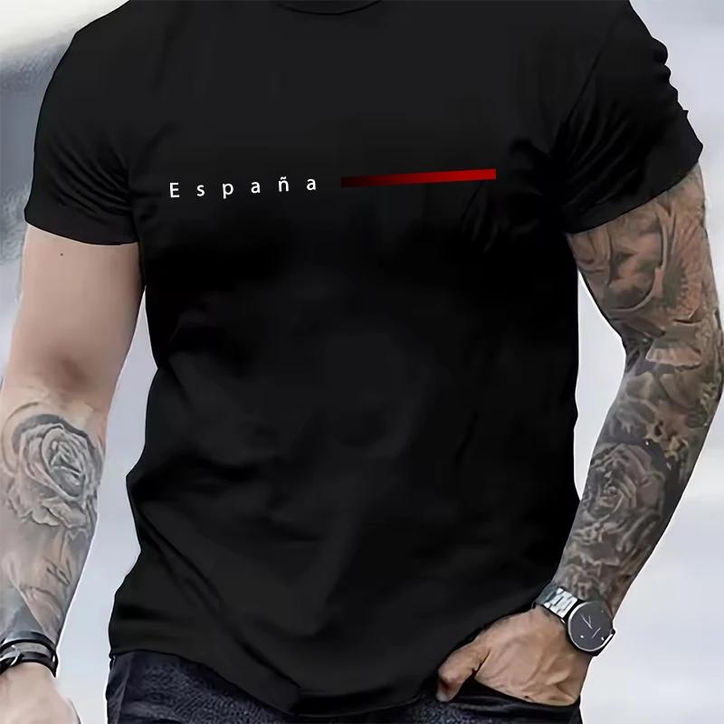 Unisexs 100 Cotton Summer Loose Espaa Creative Letter Print Casual Slim Fit Round Neck Short Sleeved Tshirt Top Breathable Tees