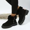 Winter Foreign Trade New Velvet Short Tube Wool Snow Boots Women's Warm Large Size Side Zipper Suede Cotton Boots