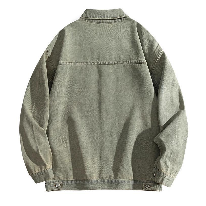 Minimalist Men's Long-sleeved Shirt Fall Denim Jacket Loose Tops Lapel Loose Men's Casual Jacket Men's Models Breathable Work Casual Jacket
