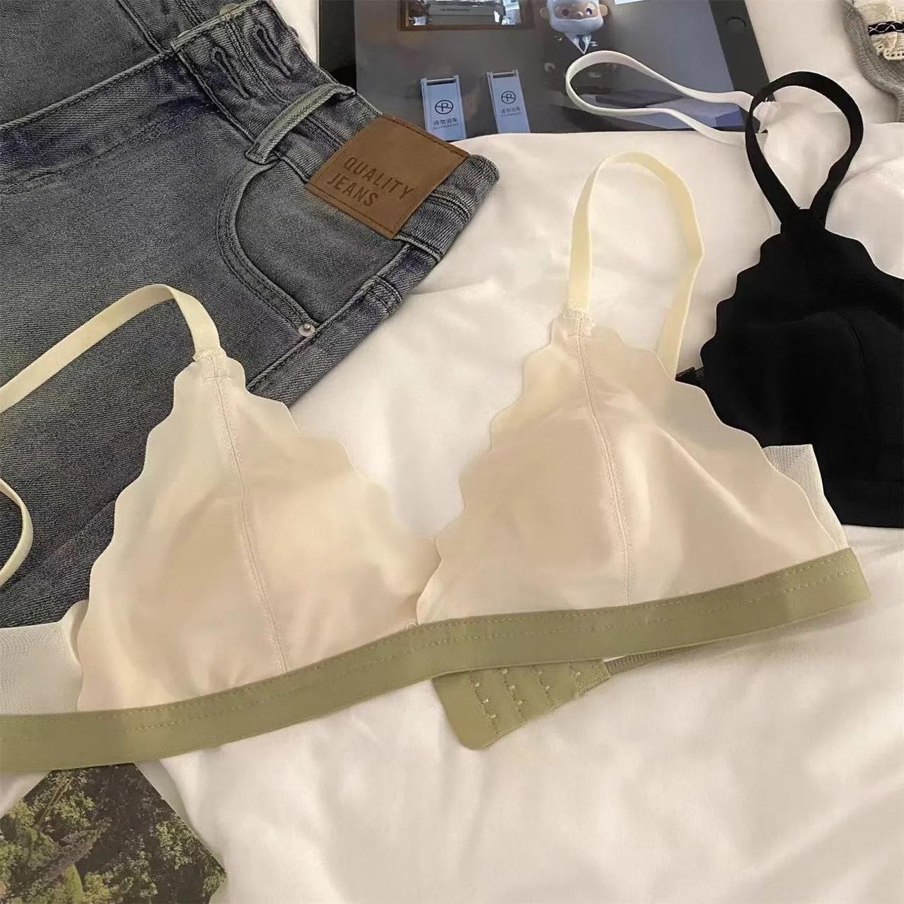 

Женский бесшовный бюстгальтер с французской чашкой-треугольником для большой груди, пуш-ап, беспроводной, ультратонкий стиль, дизайн с кроличьими ушками, бюстгальтер для девочки-подростка 38/85