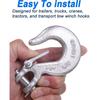 1/4 Inch Safety Chain Hooks, Clevis Slip Hook With Safety Latch, Grade 70 Forged Steel 12,600 Lb For Trailer Truck Transport Tow Winch Hook