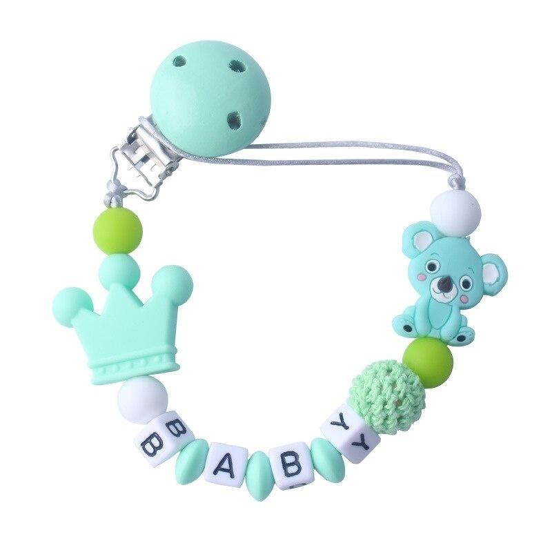 Personalisierte Name Baby Schnuller Clips Schnullerkette Halter für Baby Zahnen Schnuller Kauspielzeug Clips