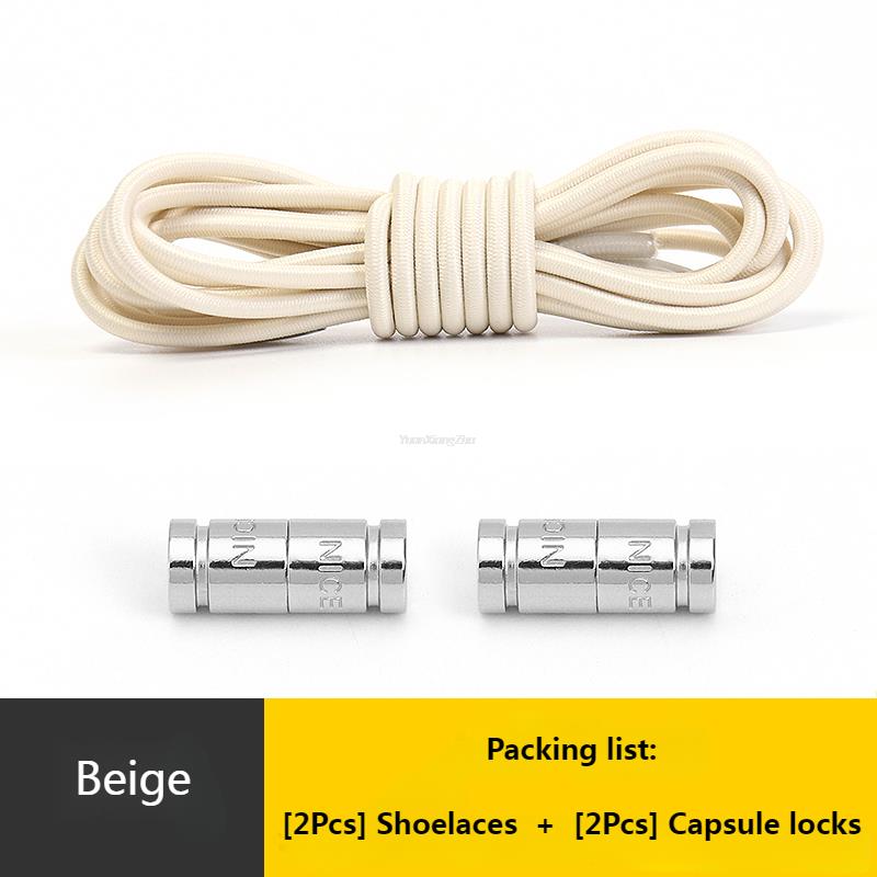 No Tie Shoe Laces Round Capsule Metal lock Elastic Shoelaces For Sneakers easy installation Lazy Shoes Lace Accessories