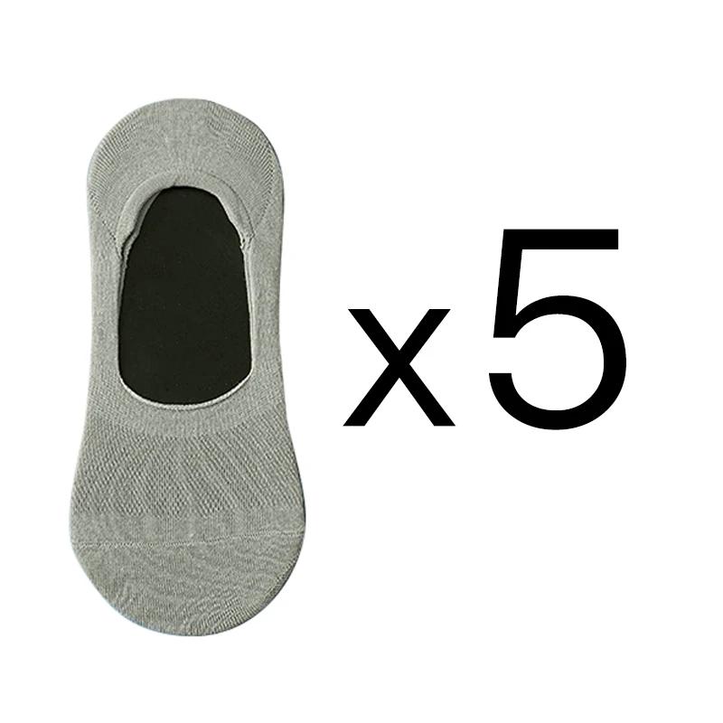 5-Pairs Pack Men's Casual Boat Socks Summer Anti-Slip Silicone Grip No-Show Low-Cut Breathable Socks for Daily Wear & Sports