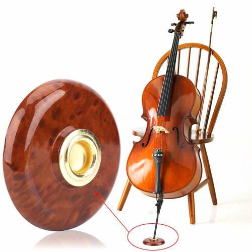Zarážka pro violoncello, Držák kolíku, Protiskluzová ochrana podlahy, Podložka pro violoncello, Podložka, Kulatá, Kovové jádro a plast, Dvě barvy (Hnědý)