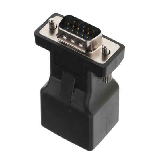 2Pcs 15 Pin VGA Male To RJ45 Female Ethernet Adapter Connector LAN Extender