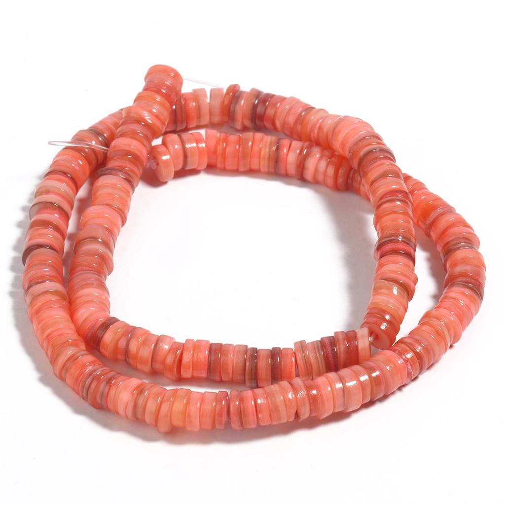 Freshwater Shell Flat Beads Heishi Round Loose Spacer Rondelle Beads for Jewelry Making DIY Mother of Pearl Shell Bracelets 15''