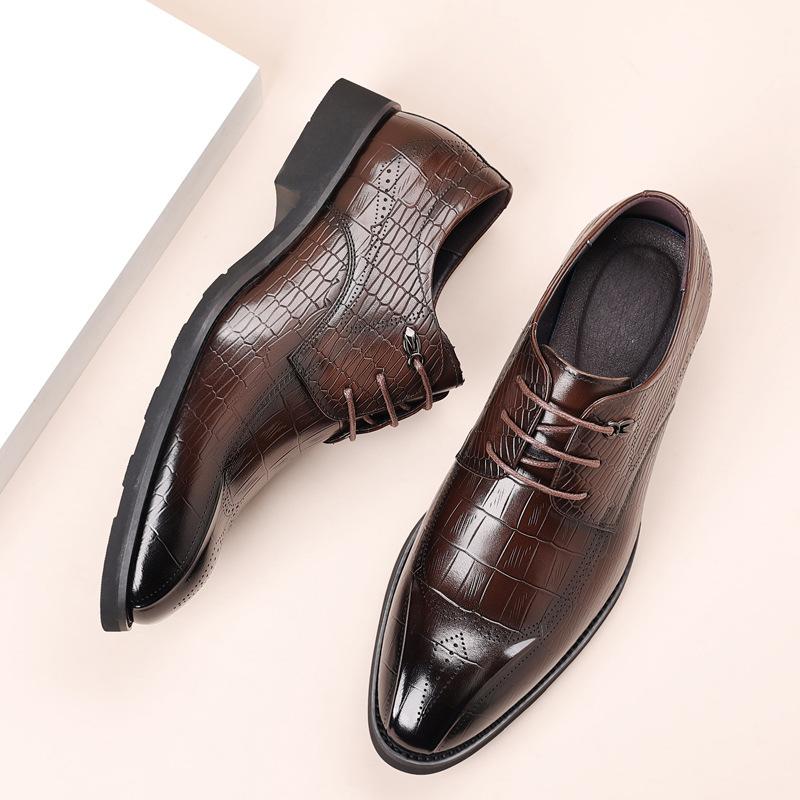 New Men's Business Dress Leather Shoes Leather High-end Brock Shoes British Style Wedding Men's Shoes First Layer Cowhide Shoes