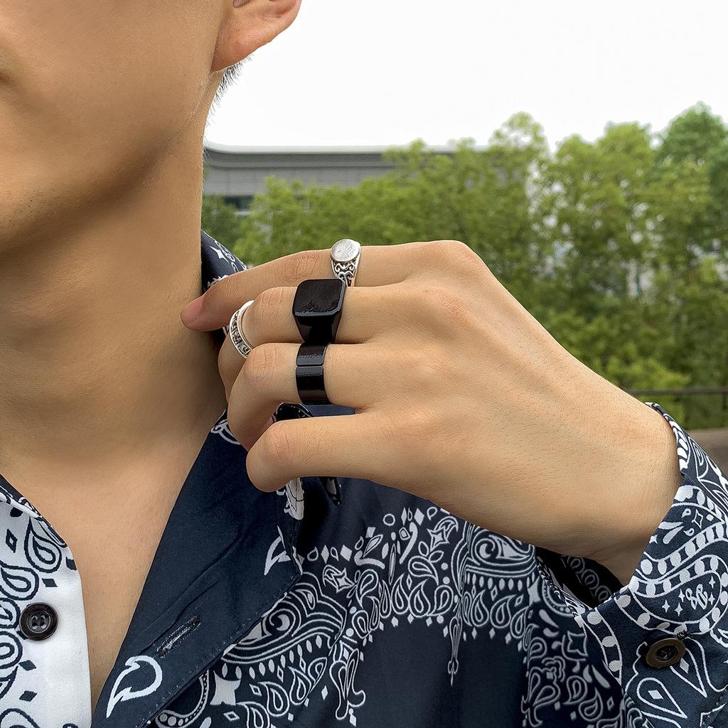 Exaggerated Men's Ring Simple Minimalist Style Geometric Irregular Ring Set Fashion Punk Tail Ring