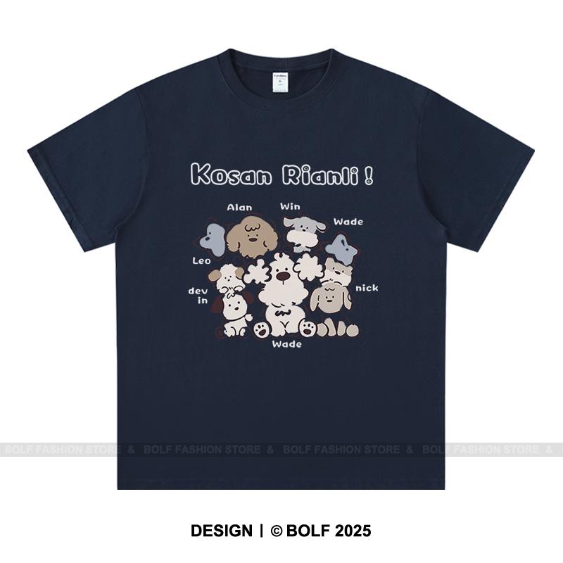 Playful Cartoon Sketch Printed Unisex Men Women T-Shirt Tees Tops 100% Cotton Loose Fit Trendy Graphic Daily Wear