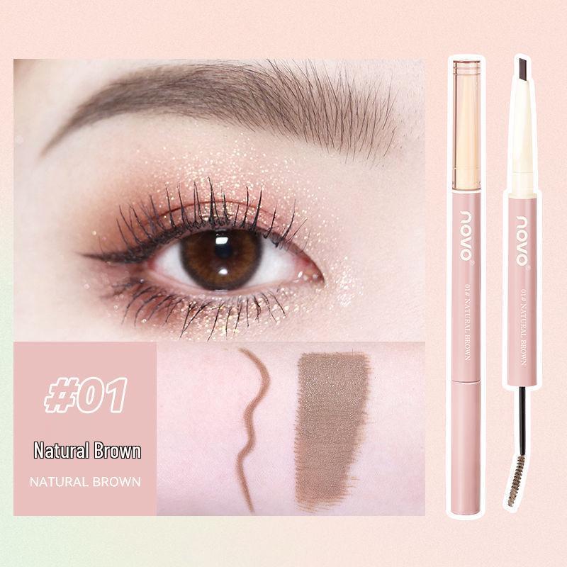 

NOVO Double-Ended Eyebrow Pencil & Cream: Triangle Tip for Natural Blending with Tinted Mascara, All-in-One Portable Pen for Beginners.