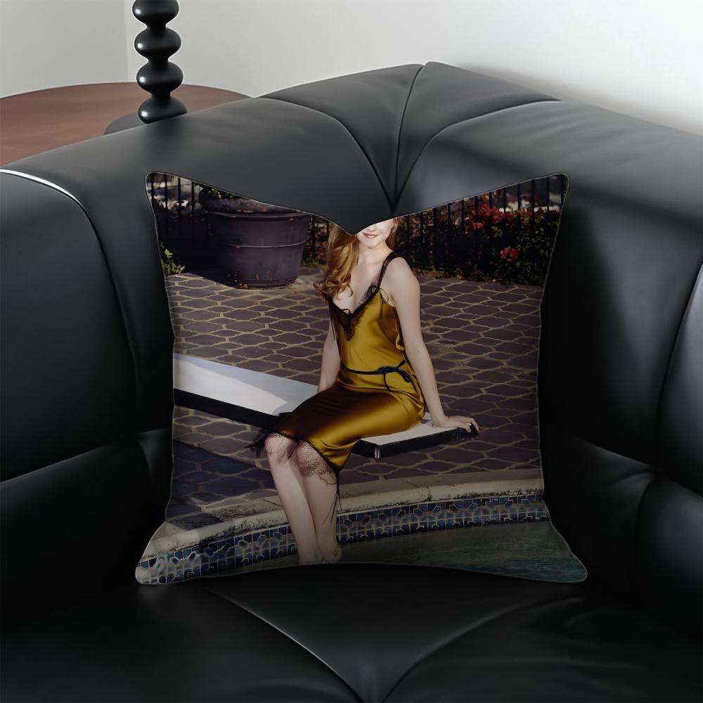 E-Evan Rachel Wood Hollywood Star Cushion Cover Pillow Case Anti-Dustmite Invisible Zipper Silky Plush Cushion