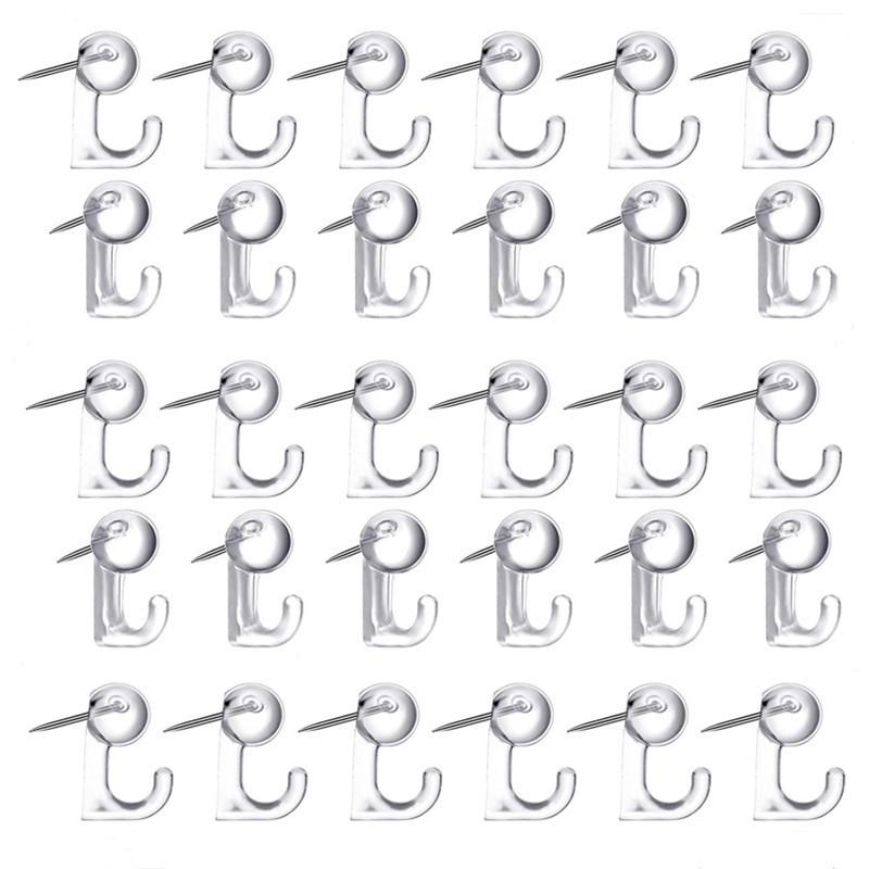 Box of 50 Transparent Push Pin Hooks for Cork and Felt Boards - T-Pins for Photos and Small Items.